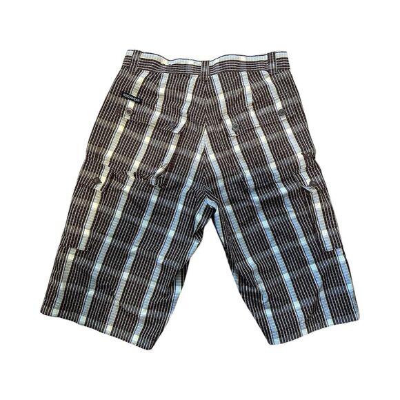 VTG Rocawear Extra Long Plaid Baggy Cargo Shorts Men’s Size 34 Brown 90s Y2K - Picture 2 of 6
